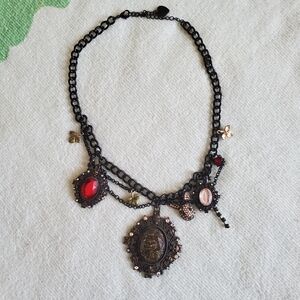 Betsey Johnson Gothic Black Forest Statement Necklace